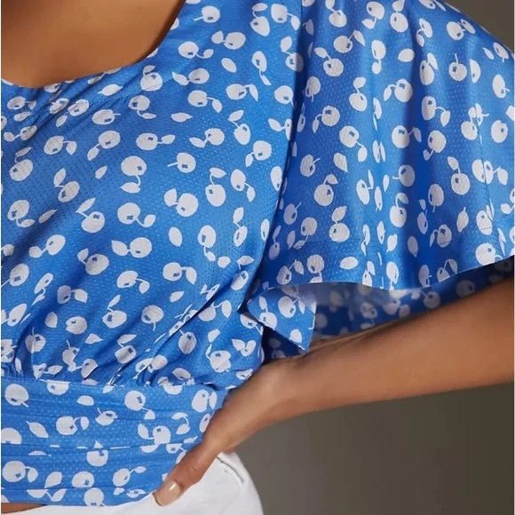 Maeve Blue and White Floral Tie-Back Blouse - Picture 2 of 5